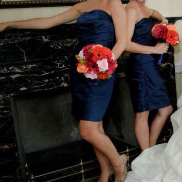 David’s Bridal Navy strapless dress - Picture 3 of 3